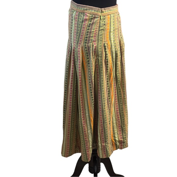 Rare Free People Vintage Deadstock Striped A-line Skirt NWT NOS Sz 12 Chartreuse - Picture 3 of 16